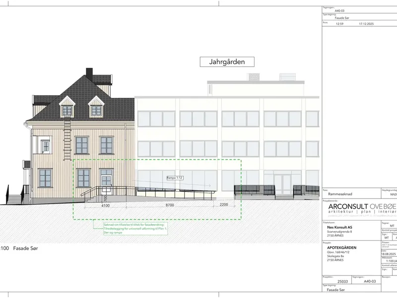 Fasade fra byggesøknad