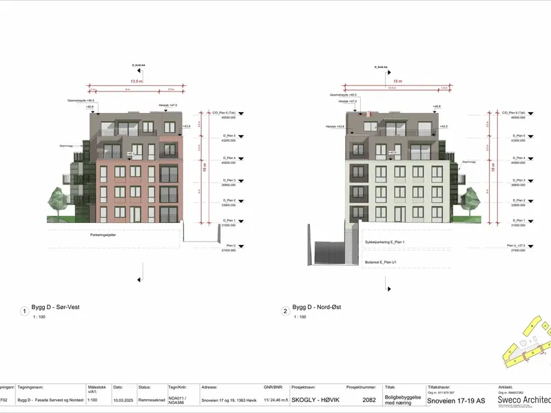 Fasade fra byggesøknad