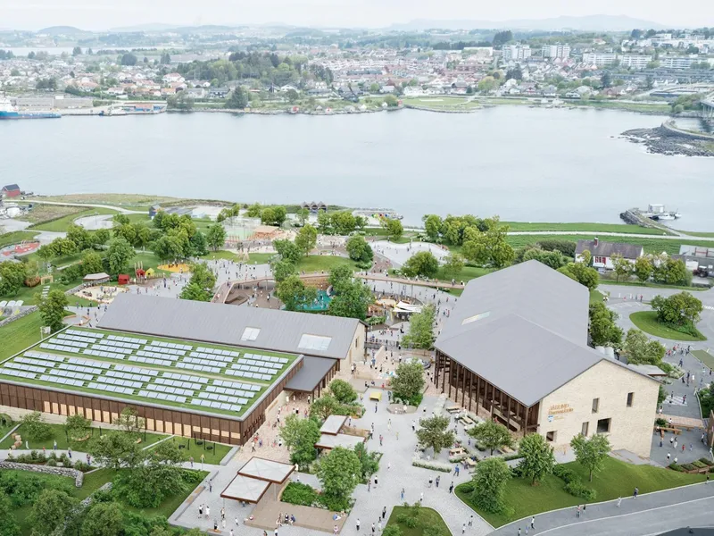 Veidekke skal bygge Jåsund skole og idrettshall. Ill. HLM Arkitektur.