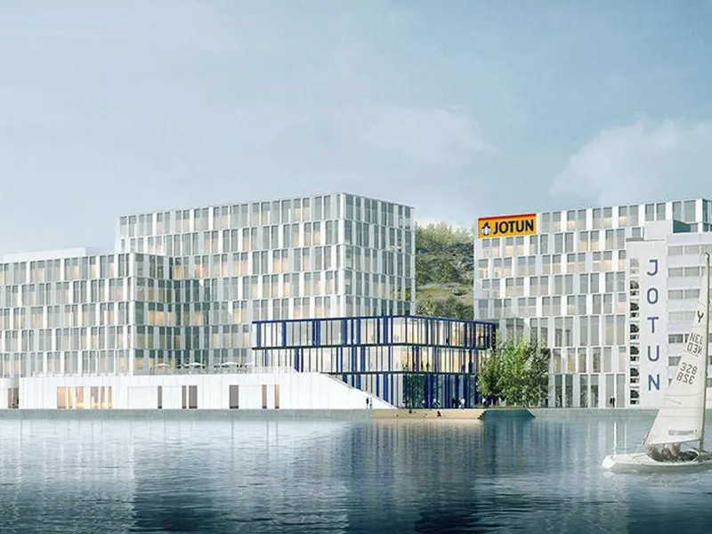 Slik skal nye Jotun på Gimle i Sandefjord se ut. Ill: Henning Larsen Architects