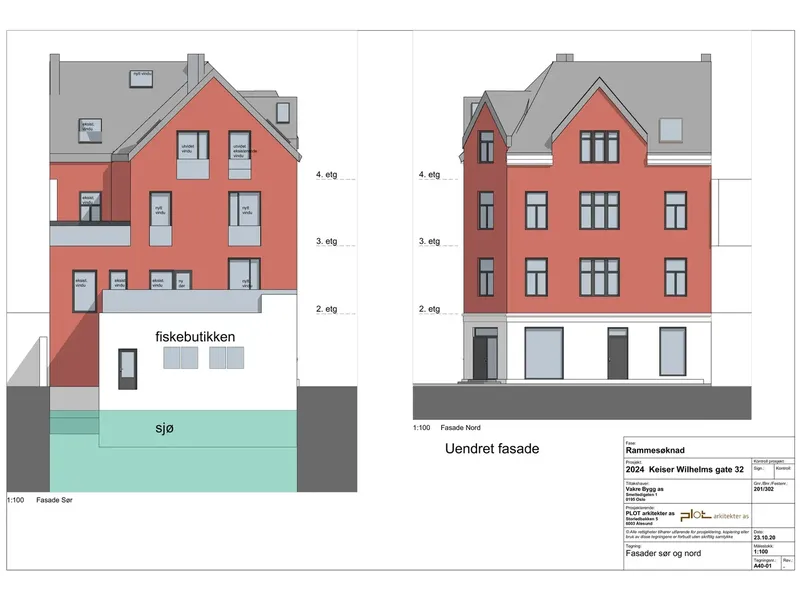 Fasade fra byggesøknad