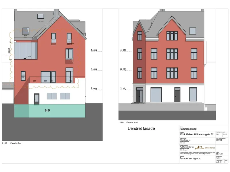 Fasade fra byggesøknad