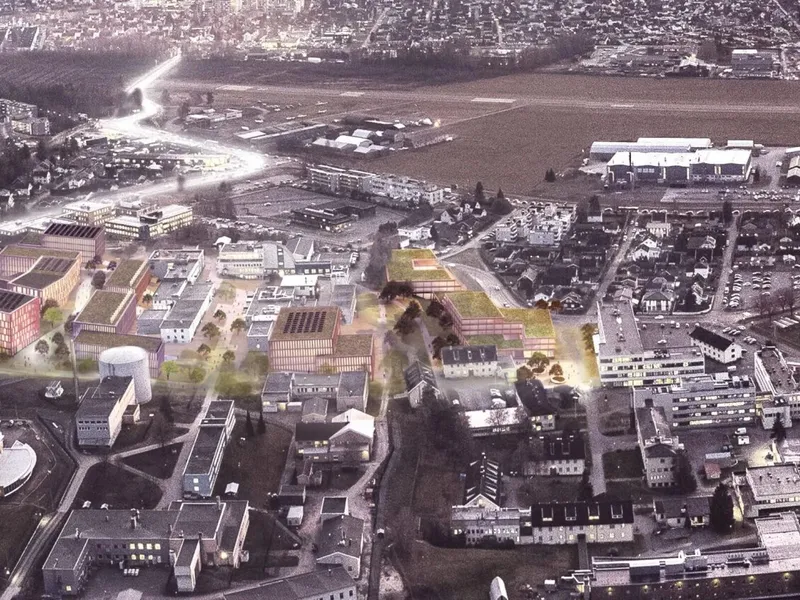 Slik ser planene for næringsparken ut. Illustrasjon: Grape Arkitekter/ IFE.