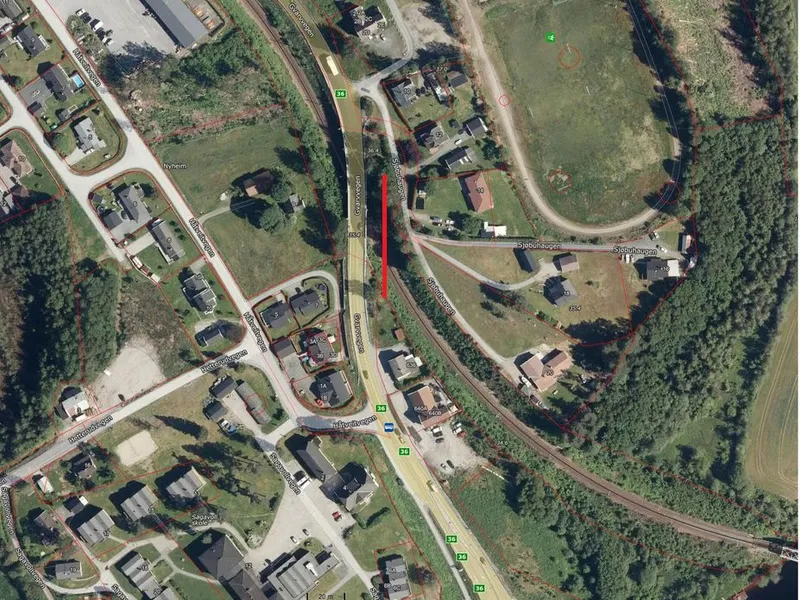 Illustrasjon som viser plasseringa av brua i terreng.