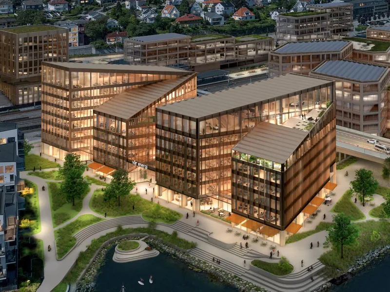 Kontorbygget «Trivium» bygges i Paradis i Stavanger. Ill. Ghilardi + Hellsten.