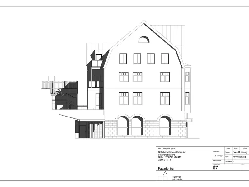 Fasade fra byggesøknad