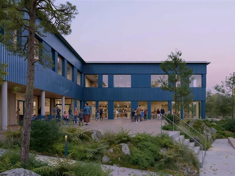 Tegning av Kultur- og skolekvartalet - Klikk for stort bilde