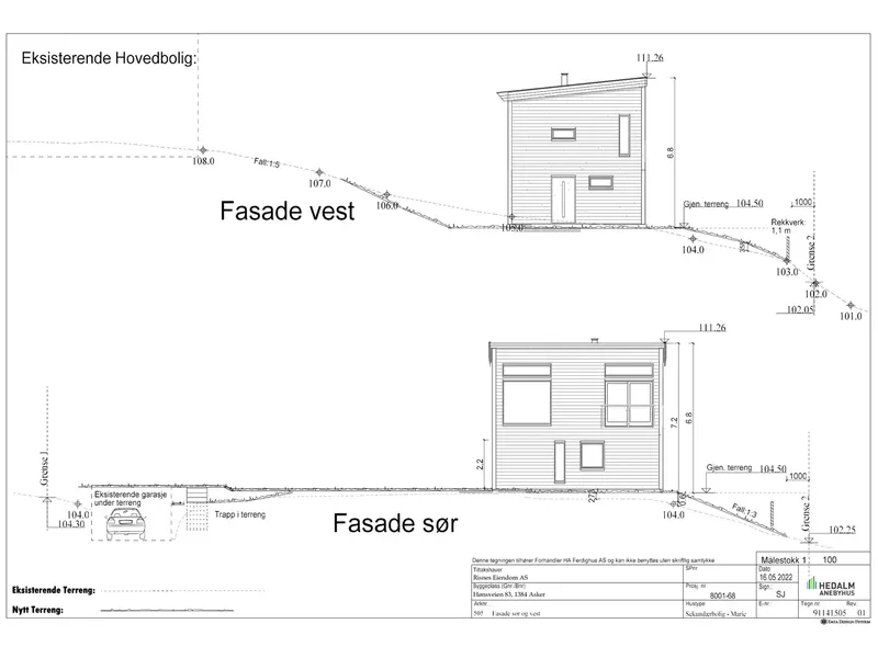 Fasade fra byggesøknad