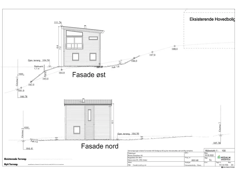Fasade fra byggesøknad