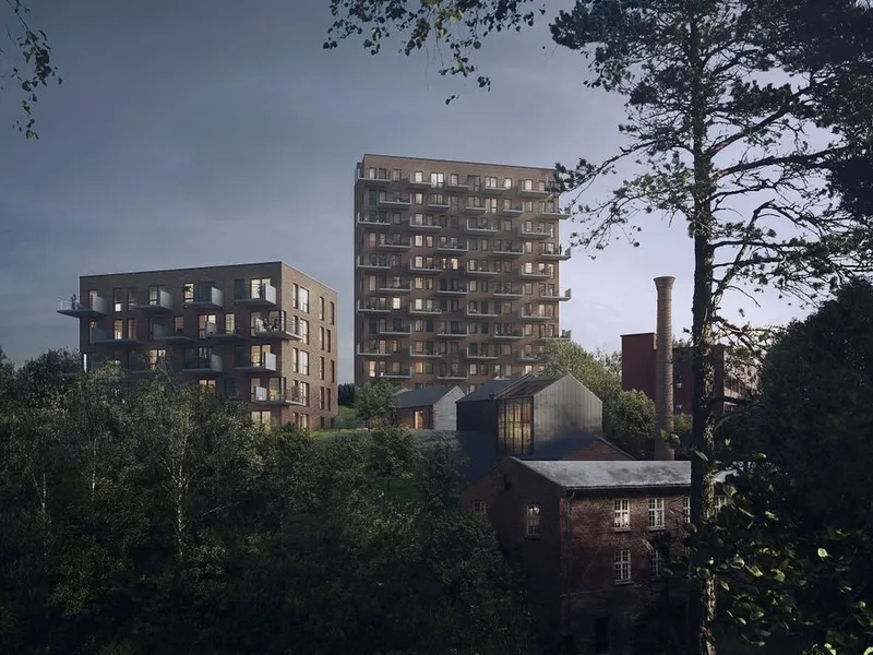 AF Gruppen skal bygge Kværnerhøyden for Nygård Boligutvikling (eid av Fredensborg Bolig). Ill. Fredensborg Bolig, arkitekt er Dyrø & Moen Arkitekter.