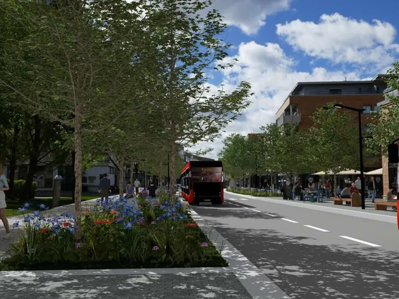 Slik planlegges Romerikslinja, Strømsveien. Illustrasjon: Norconsult.