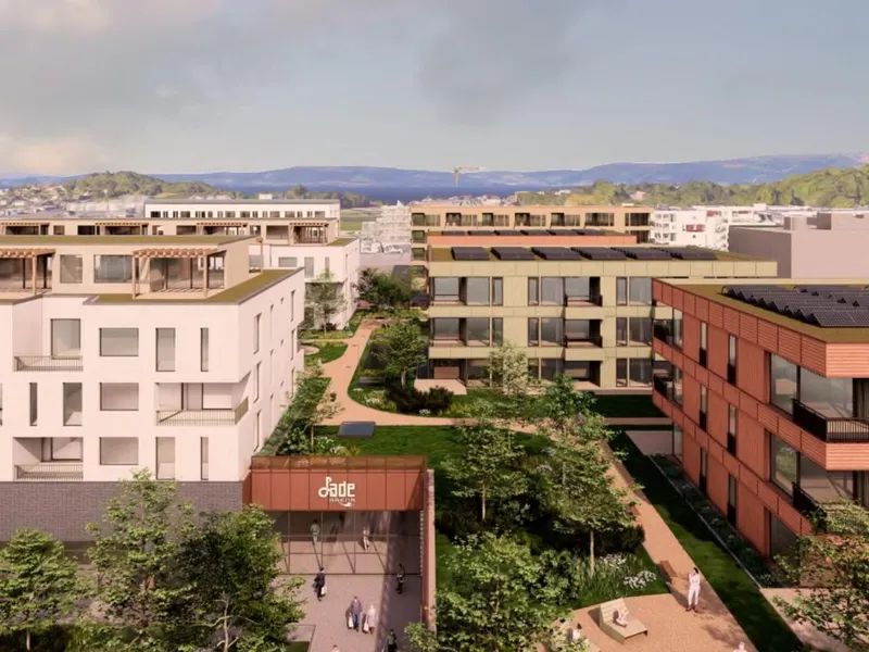 Illustrasjon fra planinitiativet for Lade arena 1. Illustrasjon: ARC Arkitekter.