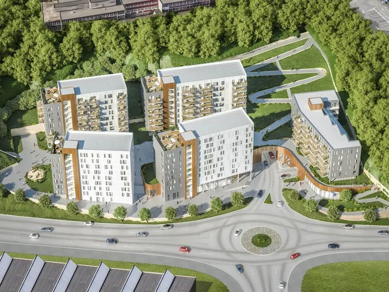 Oversikt Lagunetoppen, Bergen. Illustrasjon: Grieg Arkitekter / Profier