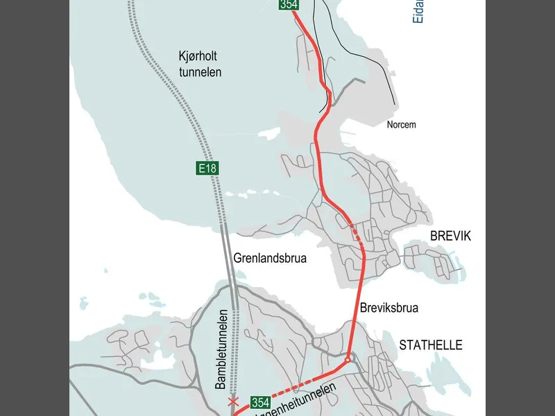 Trafikkomlegging E18 Rugtvet - Langangen