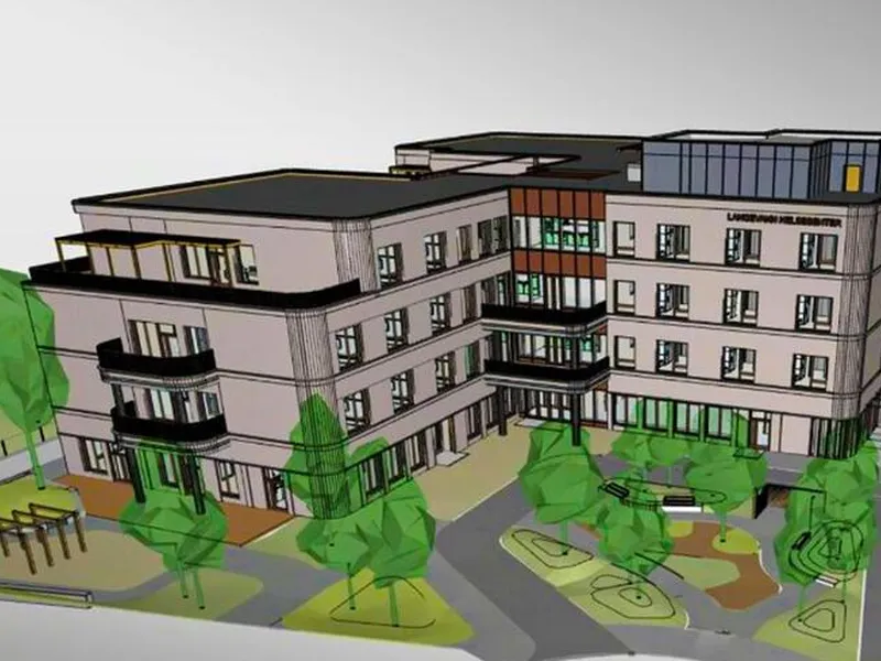 En tegning av Lagård helsesenter slik som det er planlagt
