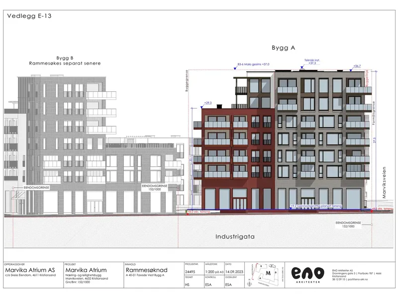 Fasade fra byggesøknad