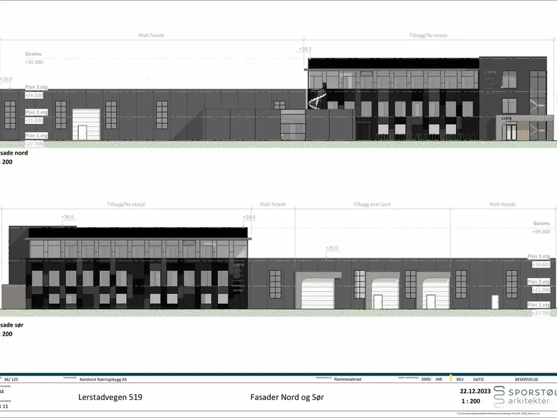 Fasade fra byggesøknad