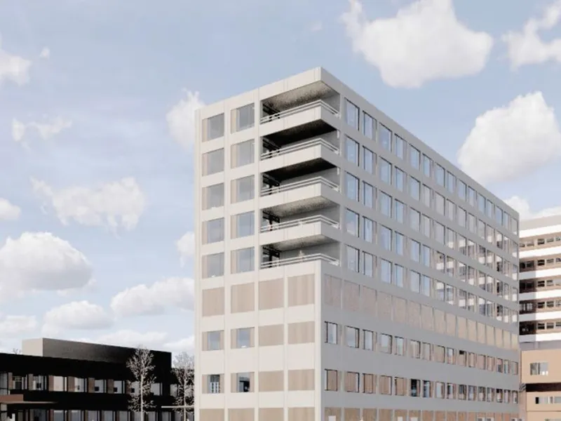 Moderne sykehusbygg. Illustrasjon. 
