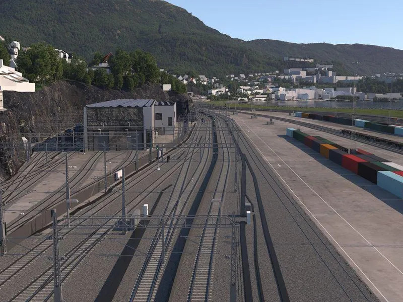 Dobbeltsporet mellom Arna og Bergen skal fullføres med etappen fra Bergen stasjon til Fløen. Illustrasjon: Bane NOR/COWI AS