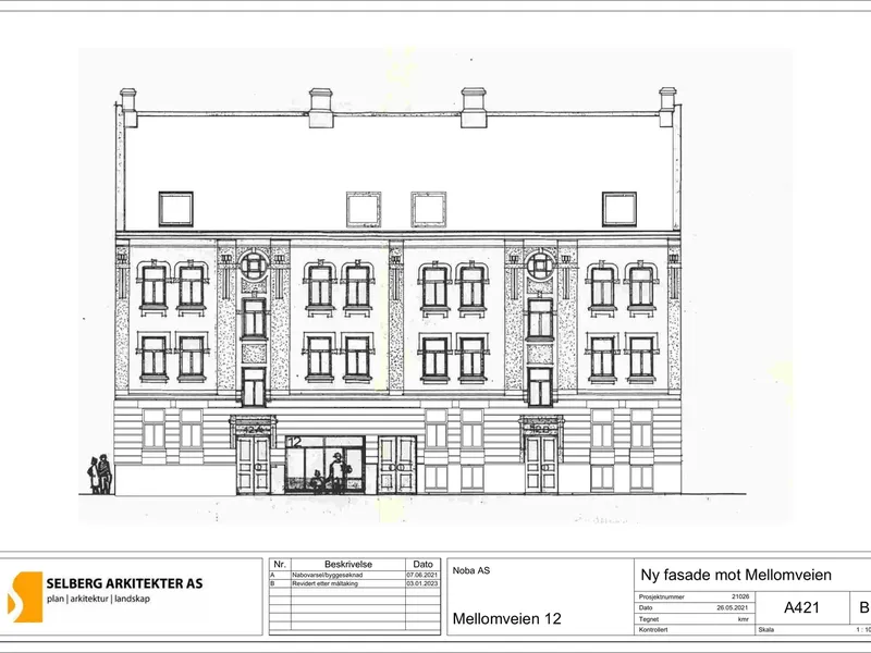 Fasade fra byggesøknad