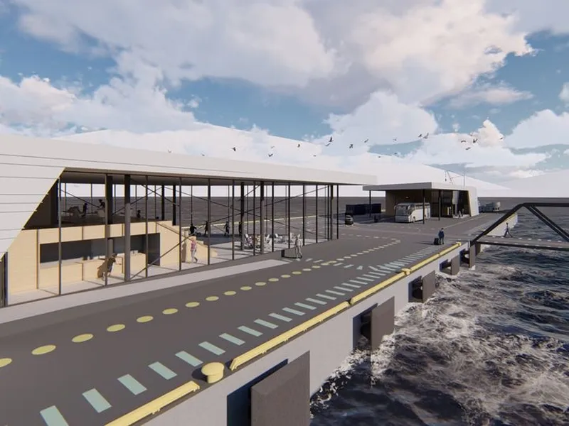 Longyearbyen flytekai. Illustrasjon: Snøhetta