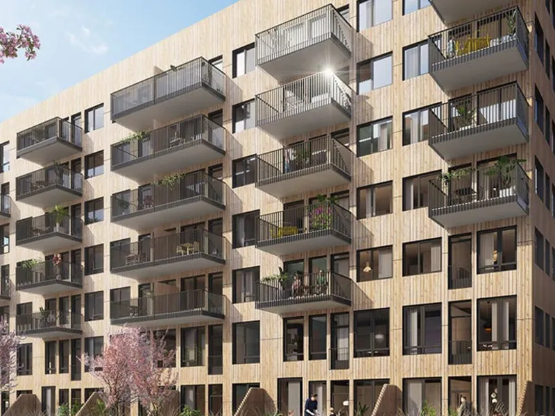 Moderne leilighetsbygg. Illustrasjon. 
