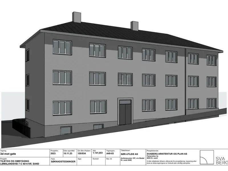 Fasade fra byggesøknad