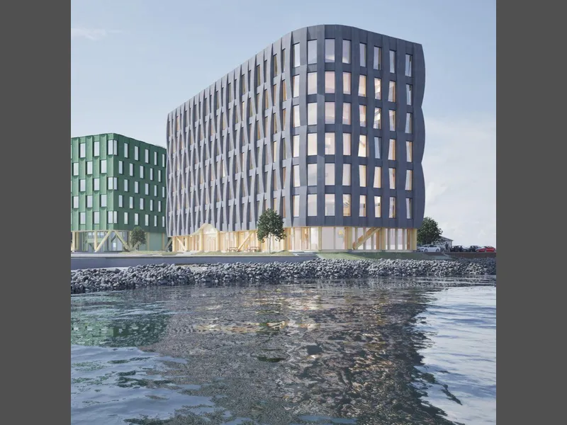 LUMBER TEKNOPARK: Slik blir Lumber 5, beliggende rett ved havet.