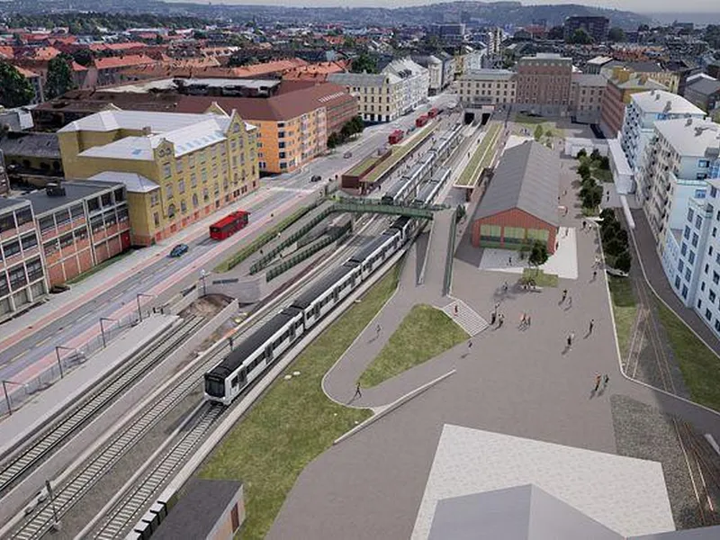 Oppgradert Majorstuen stasjon får flere adkomster, større plattformer og en ny gangbru i vestenden av stasjonen. Alle illustrasjoner: Team Major