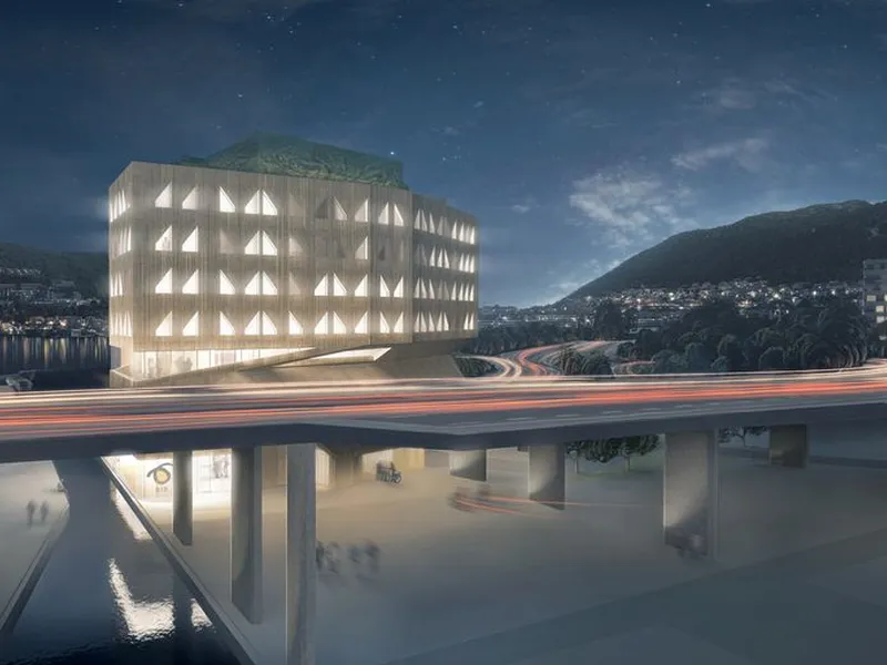 BIRs nye bossnetterminal og administrasjonsbygg på Nygårdstangen.