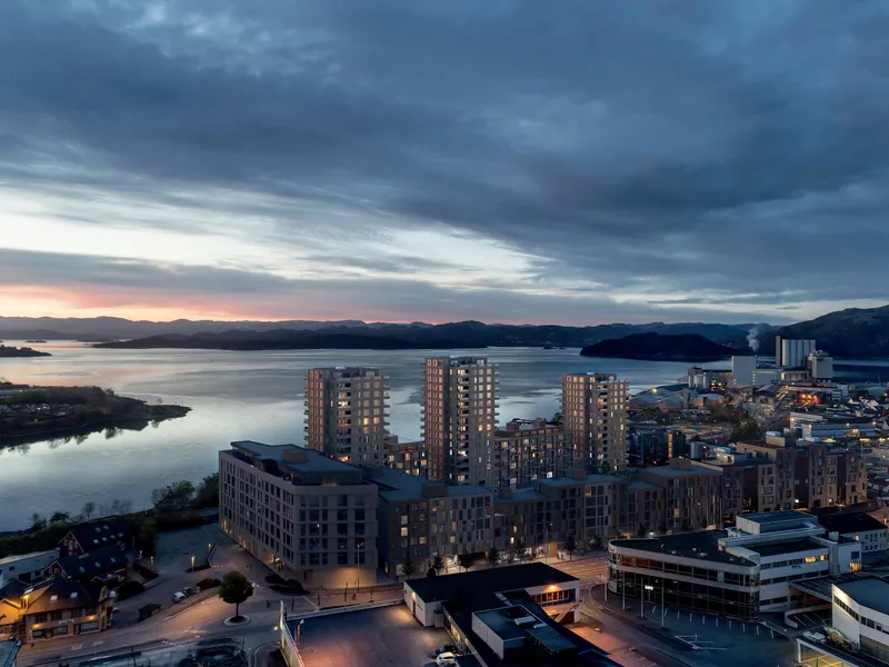Mitt Hilllevåg oversiktsillustrasjon kveld