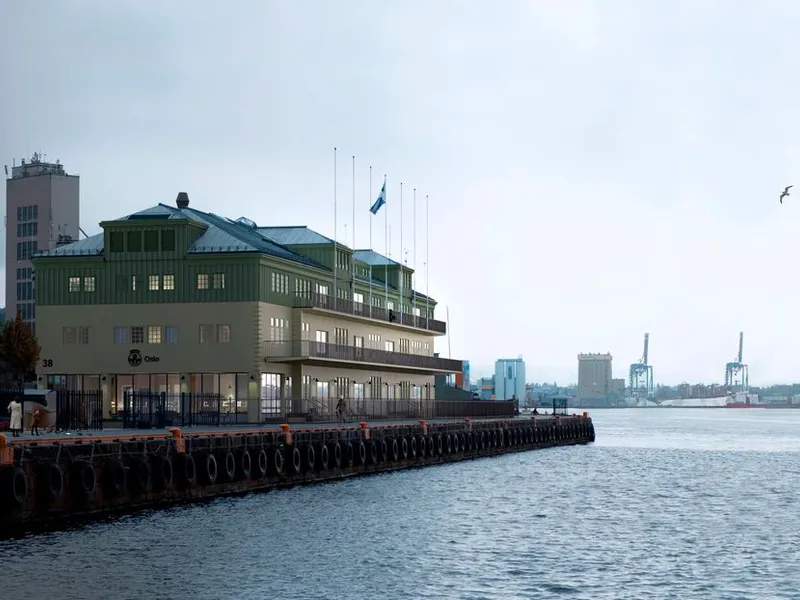 Sentrumsnært med sjøutsikt. Skur 38 har en unik plassering på Vippetangen, midt på byens havnepromenade. Her får du sjøluft i nesa og utsikt mot Hovedøya, Aker brygge og Tjuvholmen. Illustrasjon:Spir Arkitekter