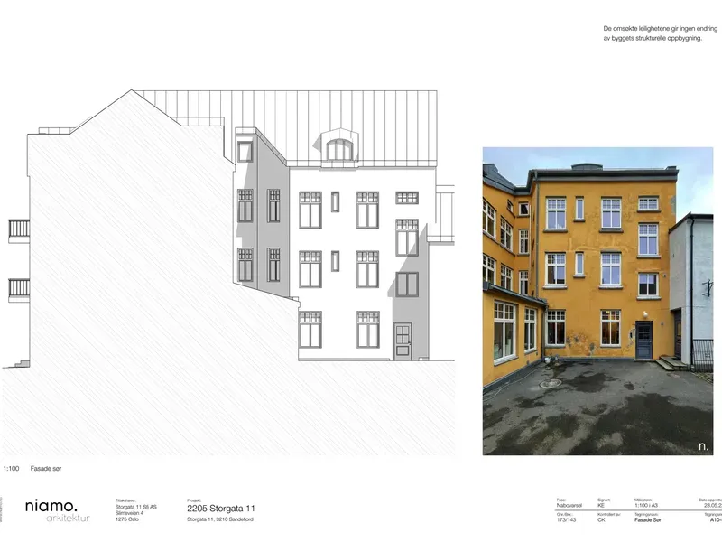 Fasade fra byggesøknad