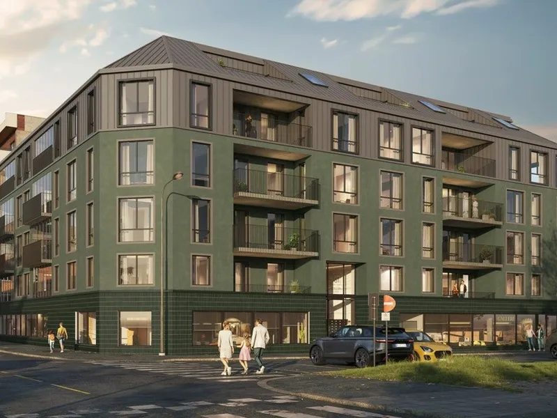 Strøm Gundersen Vestfold er valgt av Boligbyggelaget USBL som entreprenør for oppføring av det nye leilighetsbygget Møllers Gate i Sandefjord. Ill. Spir Arkitekter. 