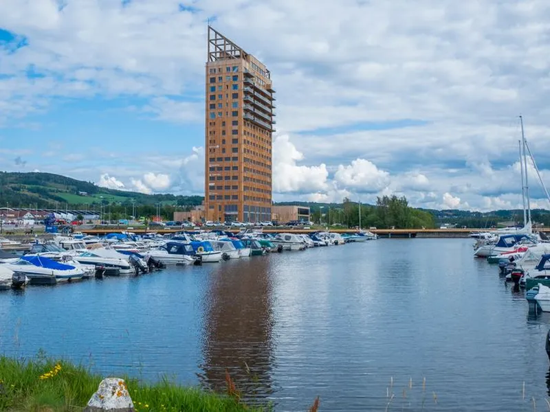 Mjøstårnet, verdens høyeste trehus. Foto: Moelven
