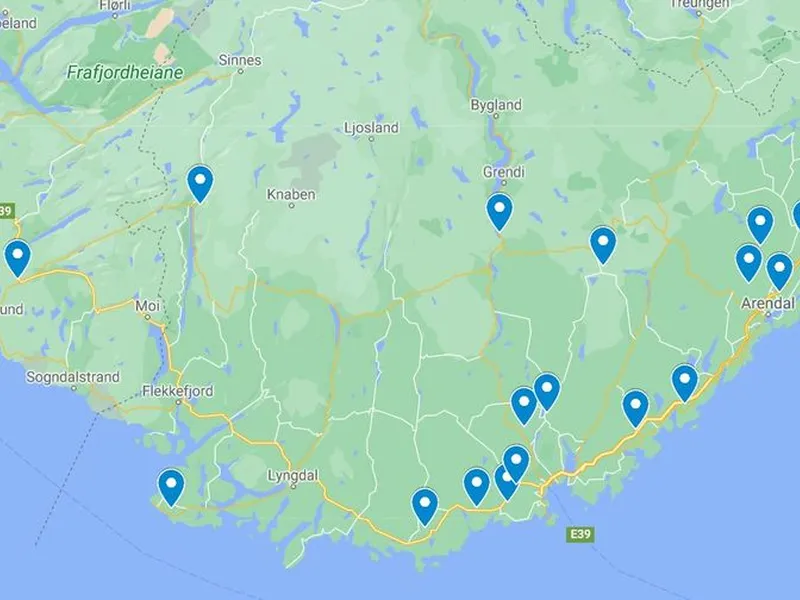 Her er de 19 innkomne tomteforslagene for batterifabrikken.