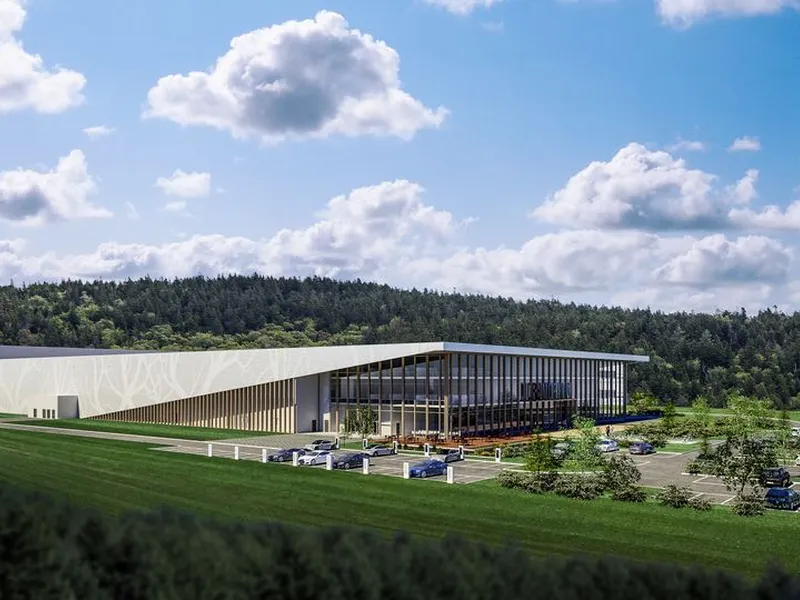 Illustrasjon av første byggetrinn på Morrows planlagte fabrikk i Arendal