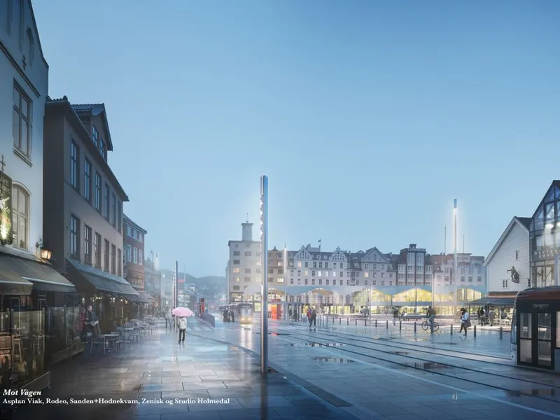 Torget bybanestopp. Illustrasjon: Tegmark