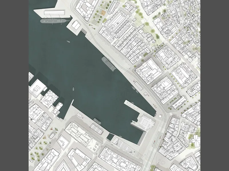 Situasjonsplan Bryggen i Bergen.