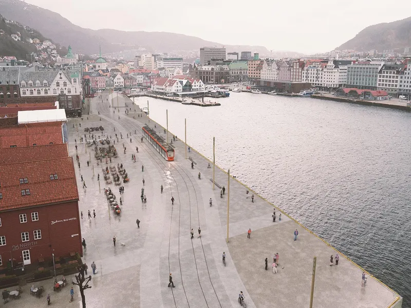 Oversiktsillustrasjon over bryggen i Bergen