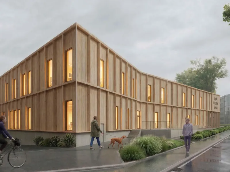 NCC starter i slutten av mai opp byggingen av næringsbygget i Philip Pedersens vei 9 på Lysaker i Bærum kommune. Illustrasjon: Henning Larsen Arkitekter.
