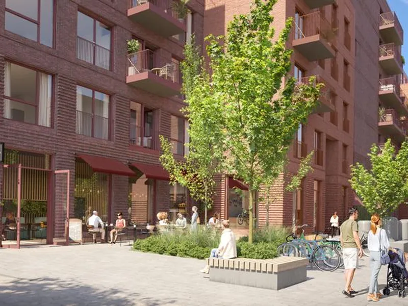 Salget av de første boligene på Nansenløkka starter i midten av juni. Illustrasjon: Rift