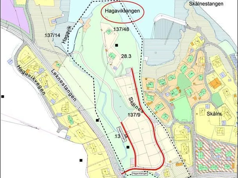 Kart over ny veg ved Hagaviktangen - Klikk for stort bilde