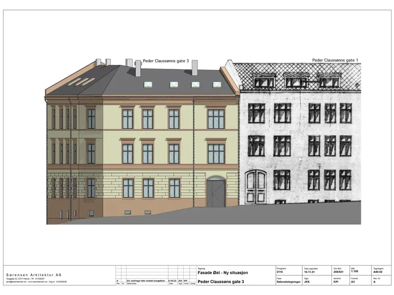 Fasade fra byggesøknad