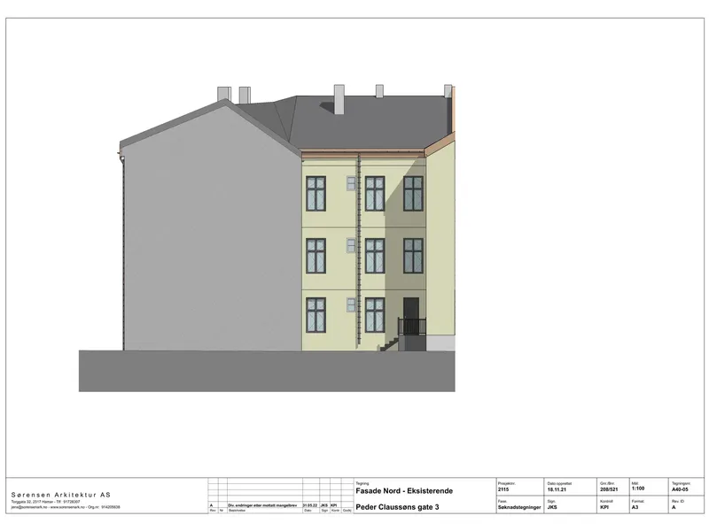 Fasade fra byggesøknad