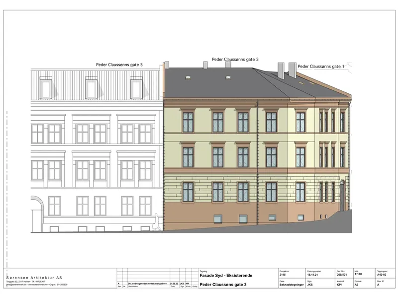 Fasade fra byggesøknad
