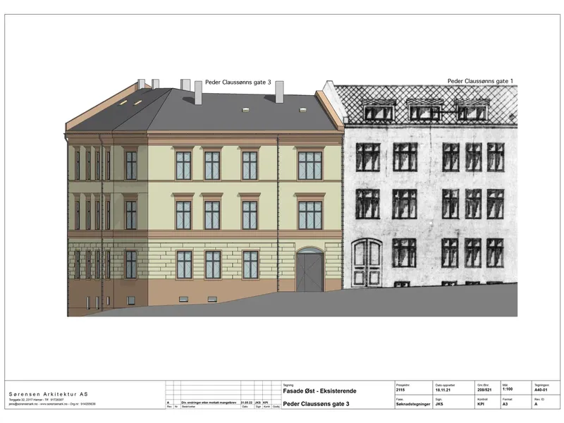 Fasade fra byggesøknad