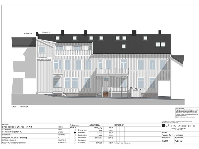 Fasade fra byggesøknad