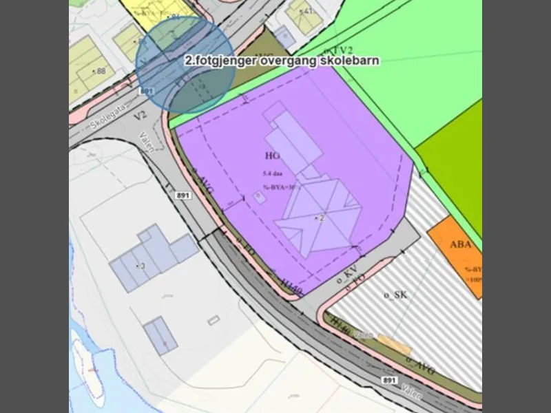 På bilde: Kart for området Hotellet, Valen/Skolegatakrysset.