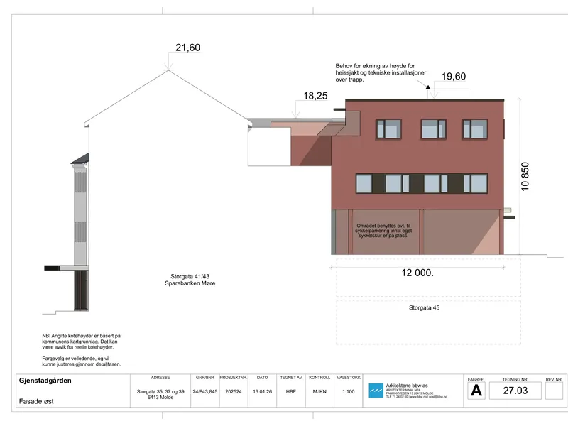 Fasade fra byggesøknad